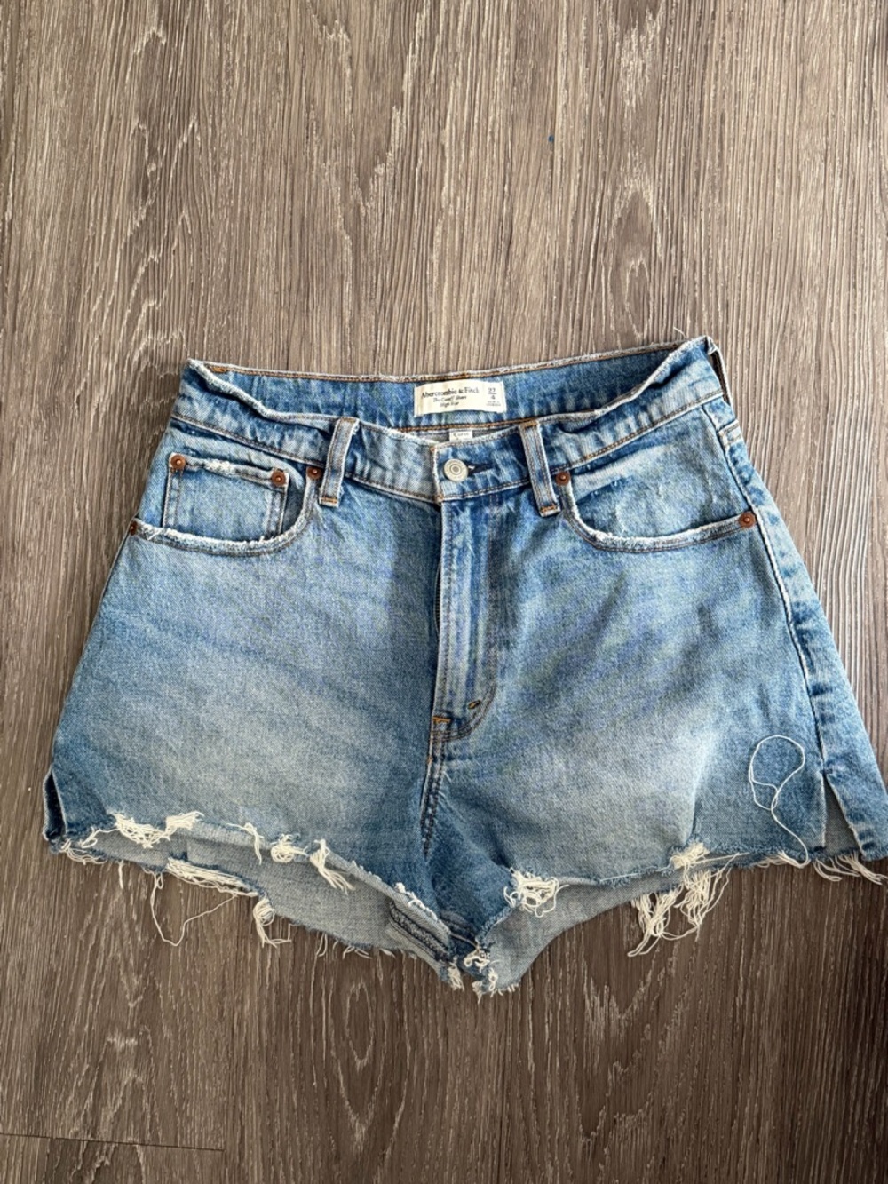 Abercrombie & Fitch Light Blue Distressed Denim Cutoff Shorts